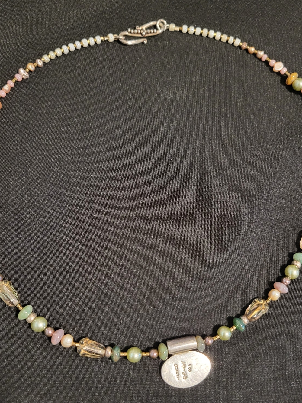 Freshwater Pearl, Stone Mexico 925 Silver Necklace